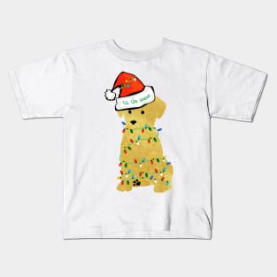 Cute Christmas Golden Retriever Puppy Kids T-Shirt